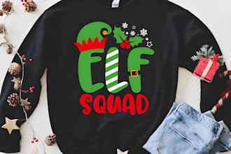 design custom christmas sweatshirt santa, elf, holiday t shirt