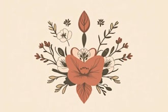 design modern botanical boho logo design with branding