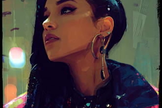 draw digital portrait in style cyberpunk