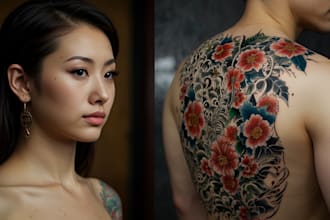 illustrate a tattoo design in japanese style