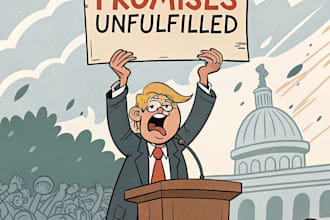 create a political or satirical cartoon