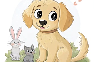 draw cute custom dog and other animals portrait for you