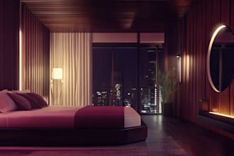restyle 3d lobby reception,hallway interior,hotel room,night scene,lumion render