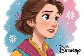 draw a portrait in semi realism disney cartoon style