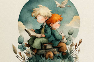create whimsical watercolor children books and illustration