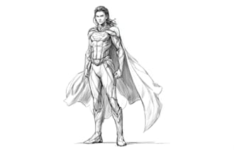 create a superhero realistic portrait sketch