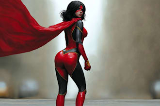 create epic superhero character art in comic or realistic