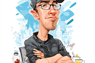 draw a digital caricature in cartoon style