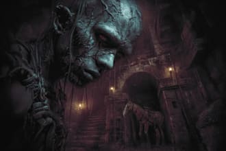 draw dark, horror illustration for you