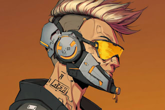 illustrate any style sci fi portrait painting