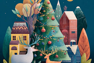 make a christmas cartoon portrait or illustration