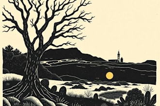 draw a custom linocut style  design