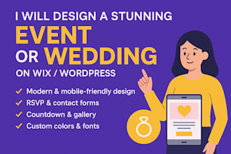 design a stunning event website, festival site, wedding, rsvp, concert website