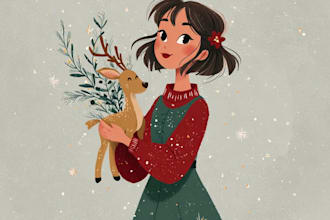 draw christmas caricatures, winter holidays cartoons