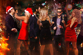 make a spooky christmas party flyer with custom effects
