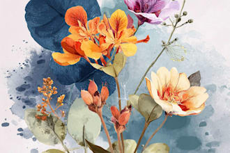 paint elegant watercolor flower and plant art