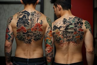 illustrate an personalized japanese style tattoos