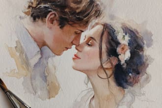 make a custom watercolor portrait of you and your partner