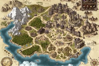 make fantasy map illustration for dnd, novels and games