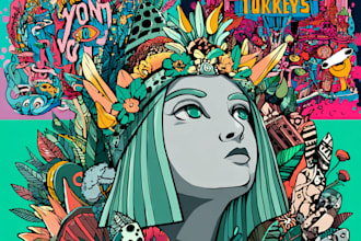 create colorful doodle art illustration