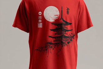 make a japanese t shirt illustration