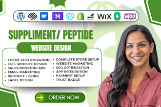 design peptide website shopify supplement website peptide nutraceutical website