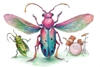 draw detailed watercolor insect illustrations