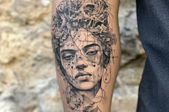draw custom tattoo design realistic tattoo, sleeve tattoo