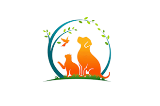 design minimalist dog, cat or animal pet and veterinary clinic logo