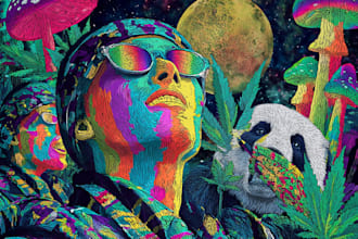 create amazing art of psychedelic, stoner, trippy, cover