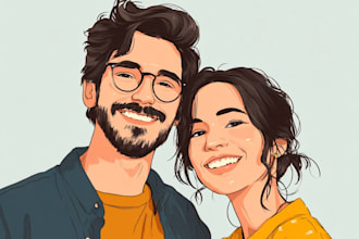 draw vector portrait, self, couple, gift portrait