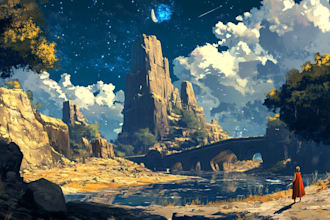 draw fantasy landscape or enviroment art