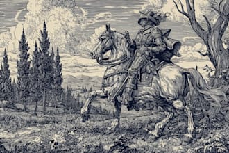do medieval vintage line art illustration in engraving