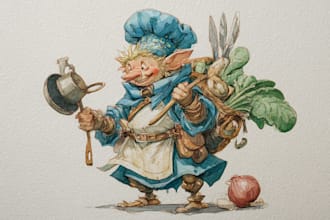create fantasy watercolor characters and illustrations