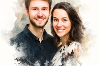 make a custom watercolor portrait of you and your partner