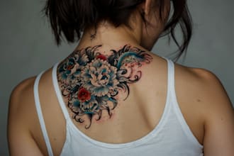 drawing a tattoo design in japanese style