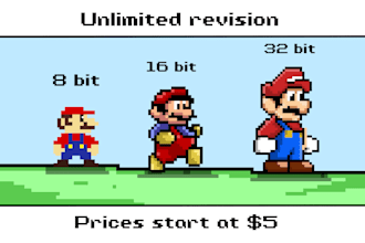 make your favorite pixel character, 8 bit, 16 bit or 32 bit