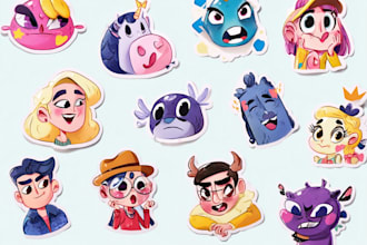 design digital stickers, emoji for viber and telegram
