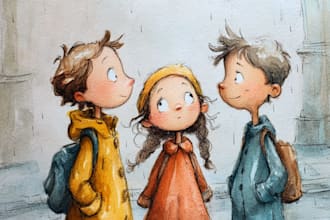 draw children book illustration and children book