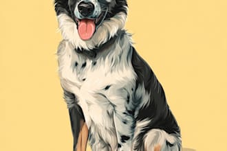 design a  pet portrait custom illustration