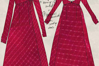 professional fashion design sketch and flat