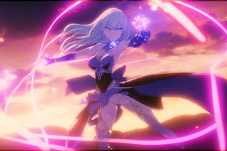 design futuristic neon warriors anime