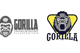 create unique gorilla head badge logo