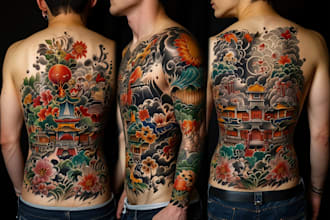 do a tattoo design in japanese style