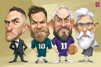 draw funny cartoon character, caricature, portrait