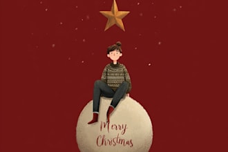 draw greeting, christmas, birthday card, postcard