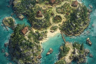 vector map illustration fantasy map design city map