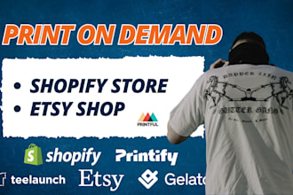 design shopify print on demand store etsy pod shop with printful printify gelato