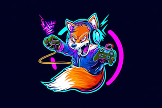 create a custom gaming logo in vibrant neon style