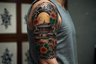 create a professional japanese, asian style tattoo design